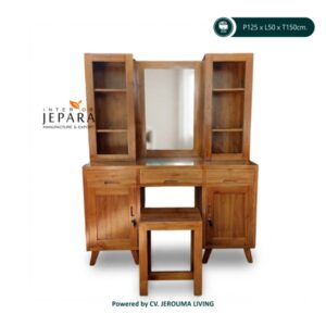Meja Rias Jati Minimalis 2 Pintu 3 Laci