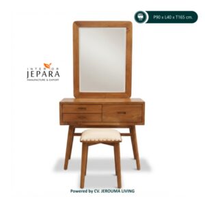 Meja Rias dan Kursi Model Retro Bahan Kayu Jati