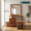 Meja Rias Kayu Jati Minimalis dengan Cermin & 3 Laci