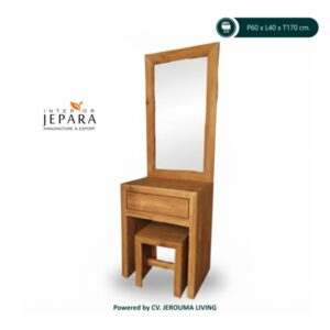 Meja Rias Kayu Jati Minimalis dengan Cermin & Laci