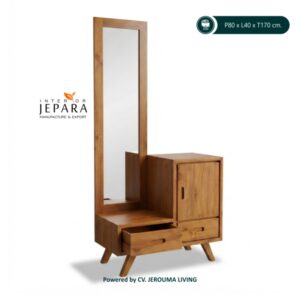 Meja Rias Kayu Jati Minimalis dengan Cermin & Lemari