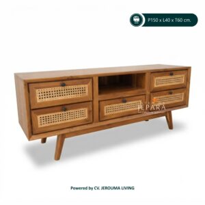 Meja TV Minimalis Rotan Jati Jepara | TV Cabinet Modern 150 cm