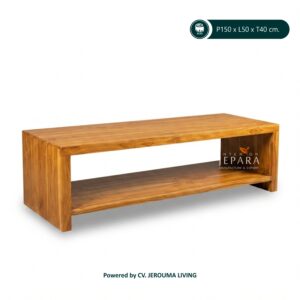 Meja TV Kayu Jati Tebal 5 cm, Desain Minimalis dan Kuat untuk Ruang Tamu