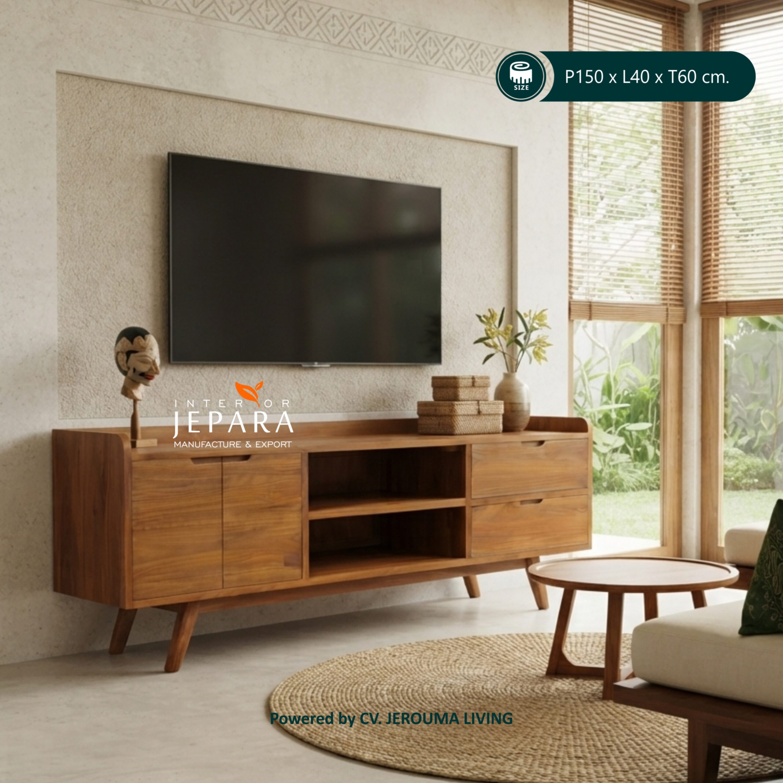 Meja TV Retro Klasik Bahan Kayu Jati - Interior Jepara