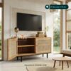 Bufet TV Kayu Jati Rotan Minimalis 2 Pintu – Interior Jepara