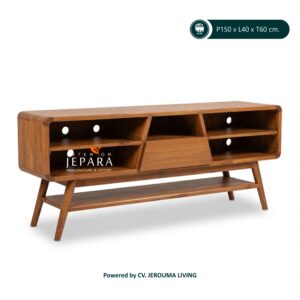 Meja TV Kayu Jati Minimalis Modern 150 cm – Interior Jepara