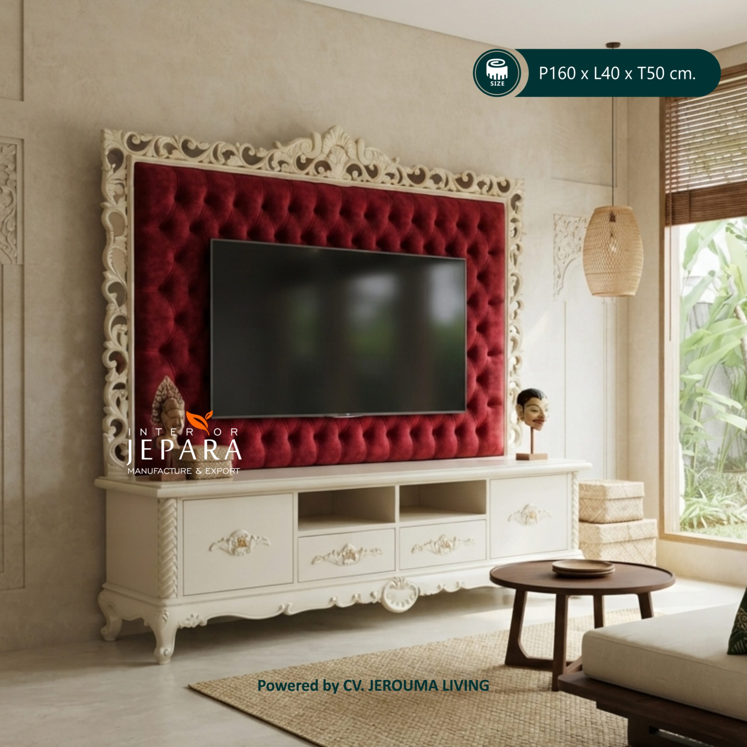 Luxury TV Cabinet Jepara – Furniture Mewah Ukiran Modern