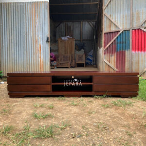 Meja Tv Minimalis 4 Laci Bahan Kayu Jati