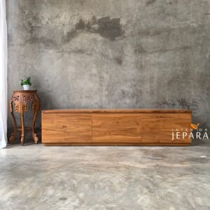 Bufet TV Minimalis Kayu Jati Solid Jepara – 3 Laci