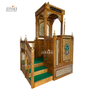 Mimbar Masjid Kayu Jati Ukir Jepara – Desain Klasik, Elegan & Kokoh