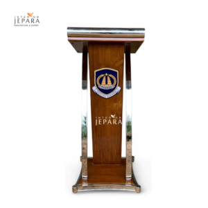 Podium Mimbar Kepresidenan Bahan Kayu Jati dan Stainleess