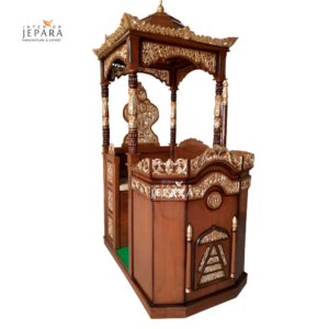 Mimbar Masjid Kayu Jati Ukiran Jepara Klasik Elegan