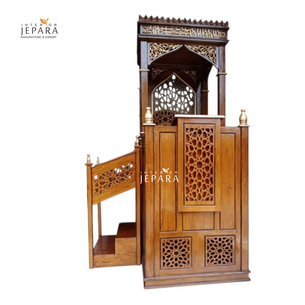 Mimbar Masjid Minimalis Kayu Jati Ukiran Jepara