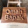Papan Nama Kayu Jati Solid Custom 3D