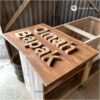Papan Nama Kayu Jati Solid Custom 3D