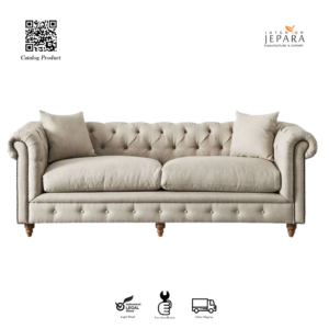 Sofa Chesterfield Linen Premium Jepara – Kualitas Ekspor