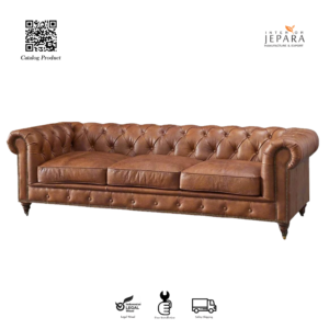 Sofa Chester Kulit Vintage Jepara – Premium Handmade