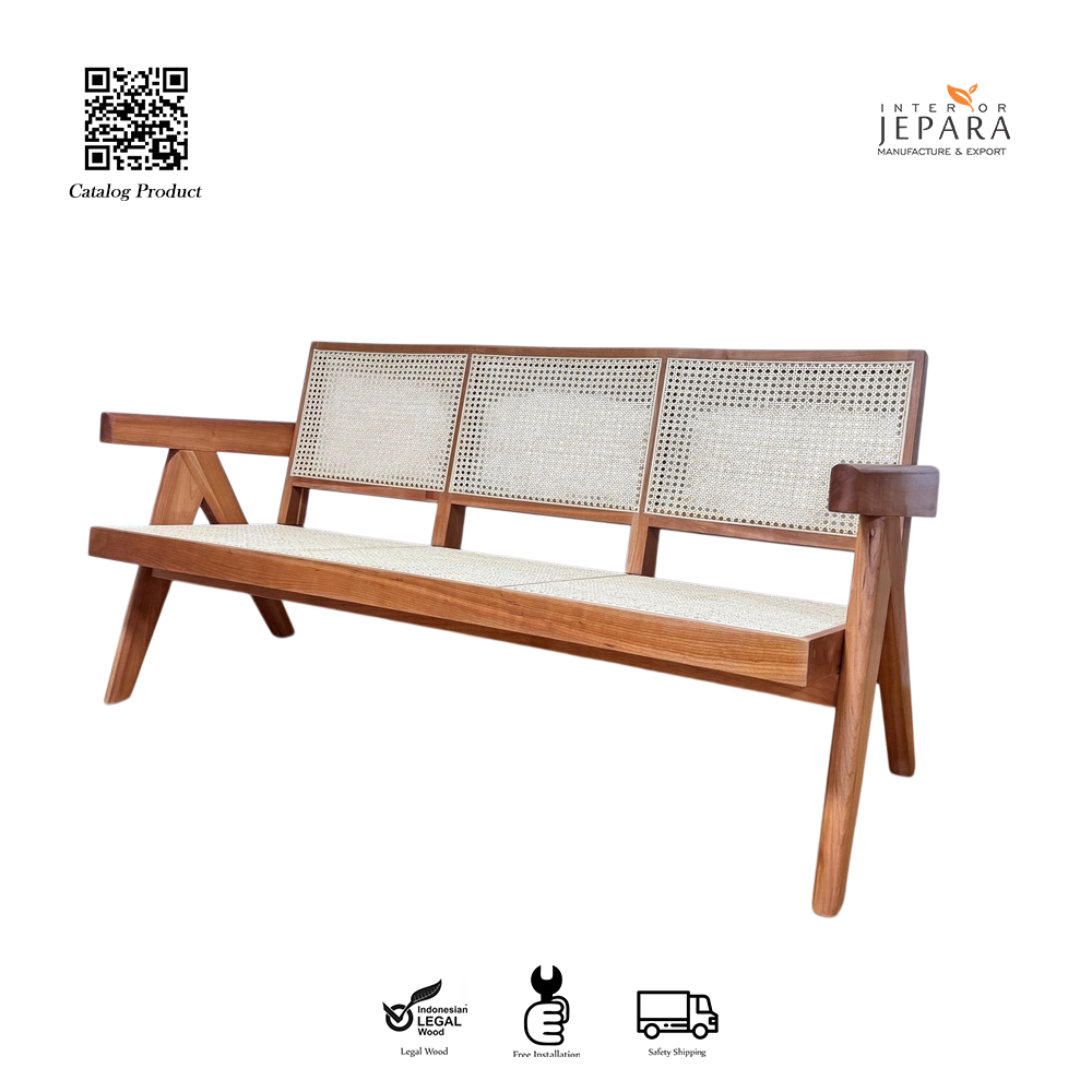 Bangku Kayu Rotan Modern Jepara