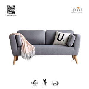 Sofa Minimalis Modern 2 Dudukan Kayu Jati Jepara