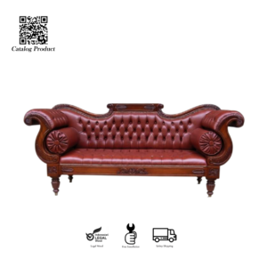 Sofa Klasik Ukir Jepara Kulit Coklat | Furniture Jepara