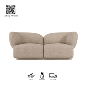 Sofa Minimalis Modern 2 Dudukan Kain Bouclé Interior Jepara