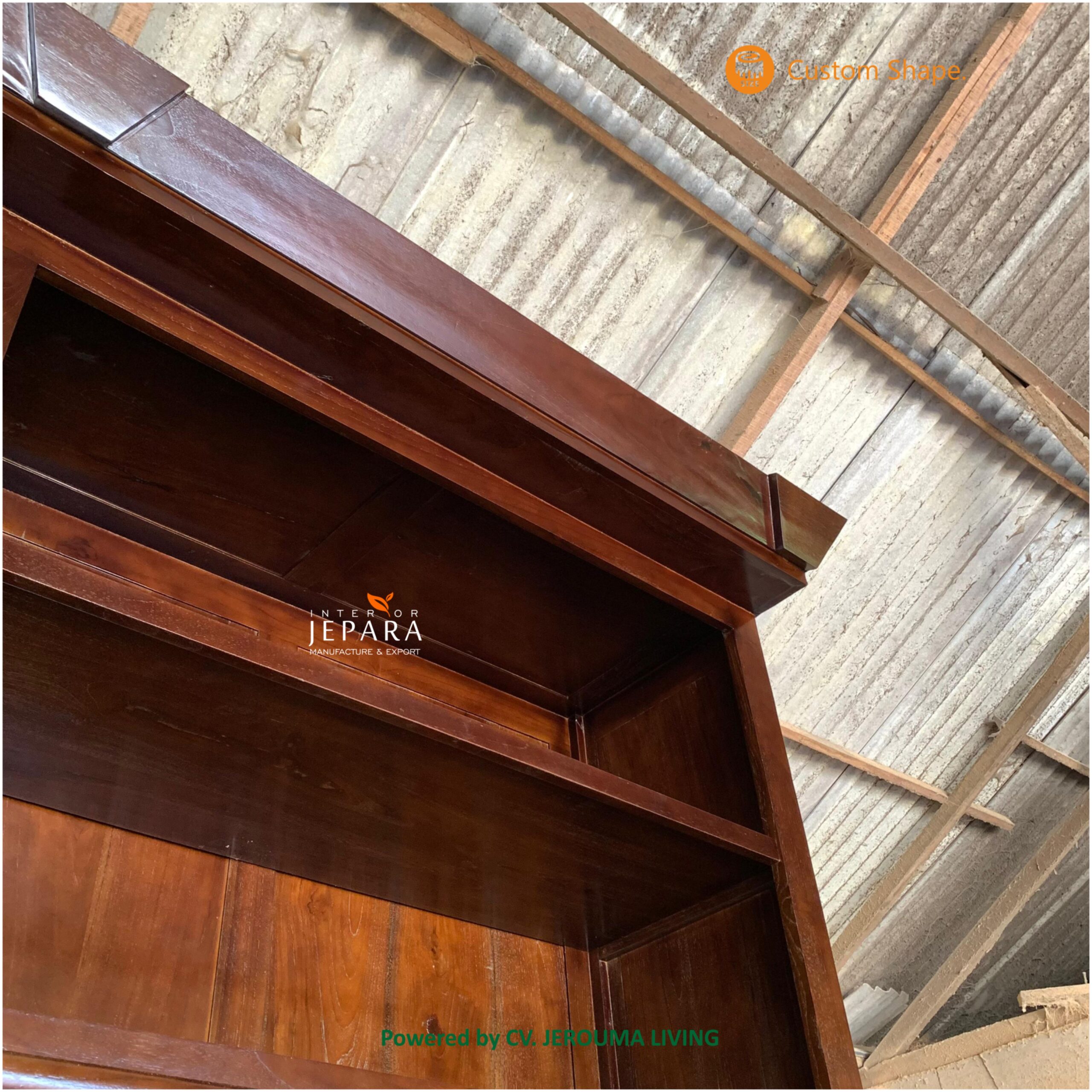 Lemari Perpustakaan Kayu Jati dengan Tangga