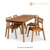 Meja Makan Kayu Jati Modern Scandinavian 4 Kursi