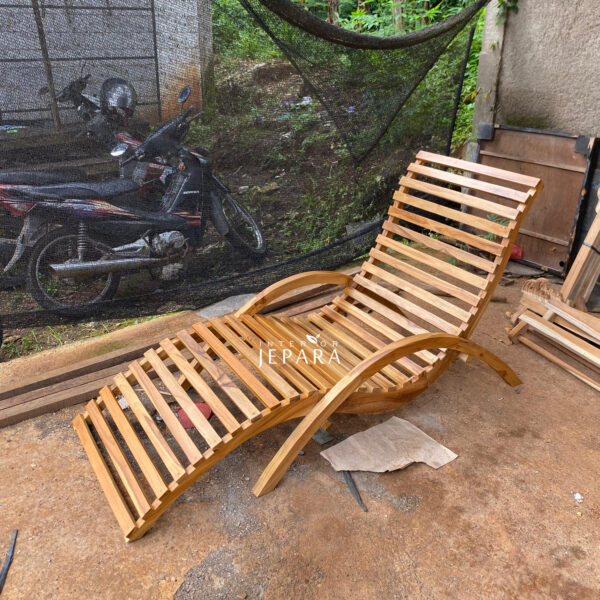 Kursi pantai lounger, kursi kolam renang kayu jati