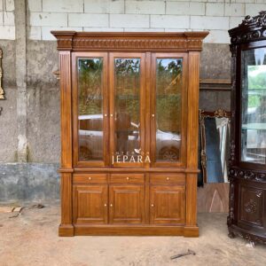 Lemari Hias Kolibri 3 Pintu Kayu Jati Asli Jepara