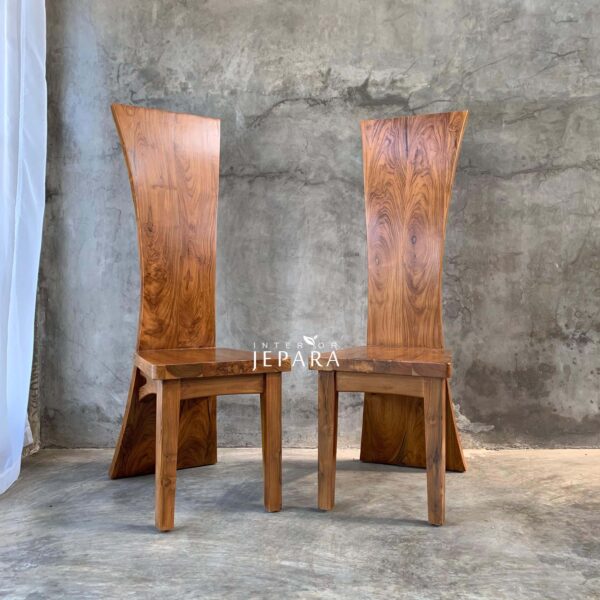 Kursi Makan Jati Tinggi Modern Minimalis – High Back Teak Dining Chair