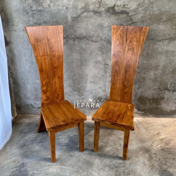 Kursi Makan Jati Tinggi Modern Minimalis – High Back Teak Dining Chair