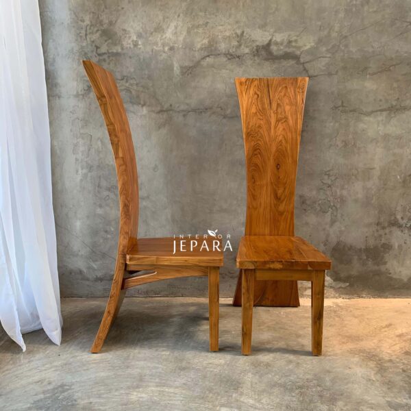 Kursi Makan Jati Tinggi Modern Minimalis – High Back Teak Dining Chair