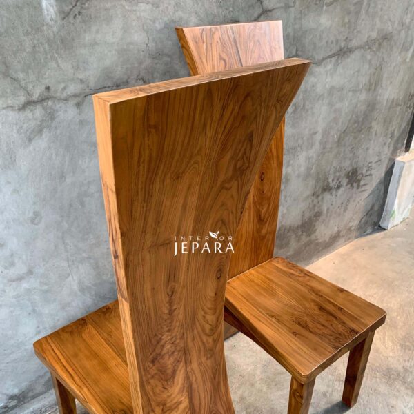 Kursi Makan Jati Tinggi Modern Minimalis – High Back Teak Dining Chair