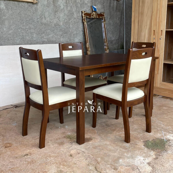 Set Meja Makan Minimalis 4 Kursi Kayu Jati Solid