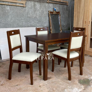 Set Meja Makan Minimalis 4 Kursi Kayu Jati Solid