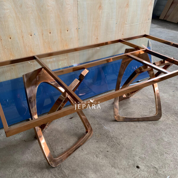Meja Makan loop Elegan Stainless Steel
