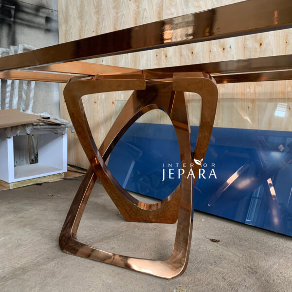 Meja Makan loop Elegan Stainless Steel