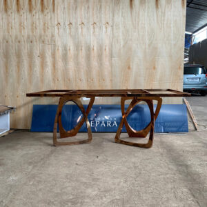 Meja Makan loop Elegan Stainless Steel
