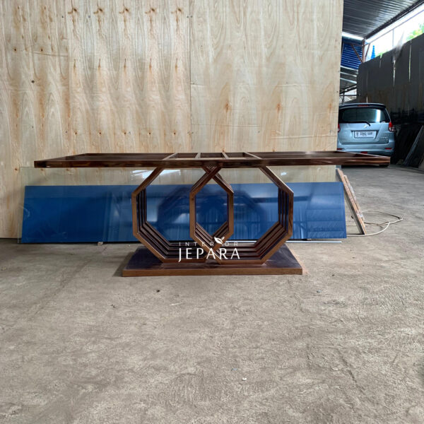 Meja Makan Hexa Geometris Stainless Steel Modern - Image 2