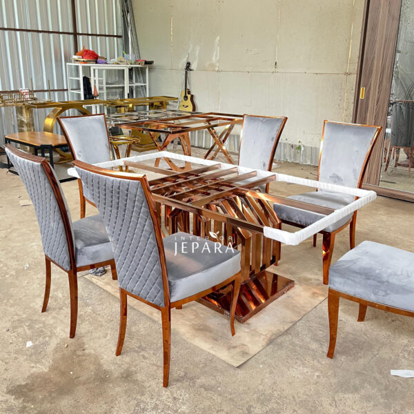 Meja Makan Stainless Steel Modern Living