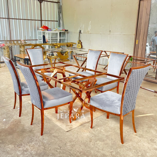 Meja Makan Stainless Steel Modern Living