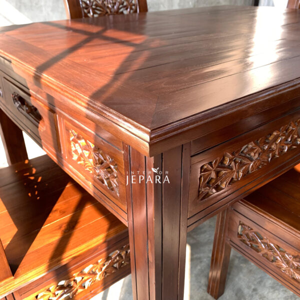 Set Meja Makan Kartini Ukiran Kayu Jati Jepara