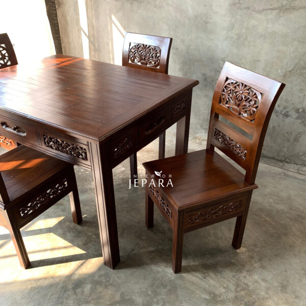 Set Meja Makan Kartini Ukiran Kayu Jati Jepara