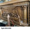 Ukiran Relief 3 Dimensi Perjamuan Suci Kayu Jati