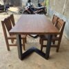 Set Meja Makan Kayu Jati Kaki Besi Modern 4 Kursi