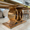 Set Meja Makan Luxury Modern Gold – Elegance Dining Table & Chairs Jepara