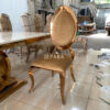 Set Meja Makan Luxury Modern Gold – Elegance Dining Table & Chairs Jepara
