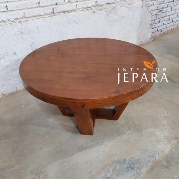 Meja Kopi,Meja Tamu Circle 80cm Bahan Kayu Jati