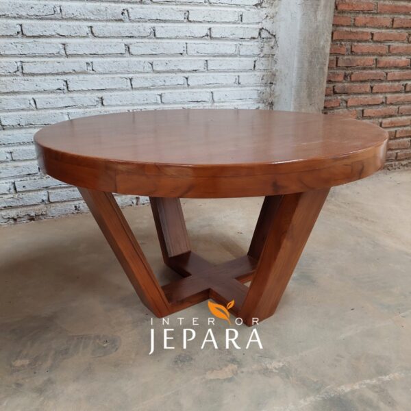 Meja Kopi,Meja Tamu Circle 80cm Bahan Kayu Jati