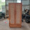 Lemari Pakaian Model Japandi Kayu Jati Kombiansi Rotan